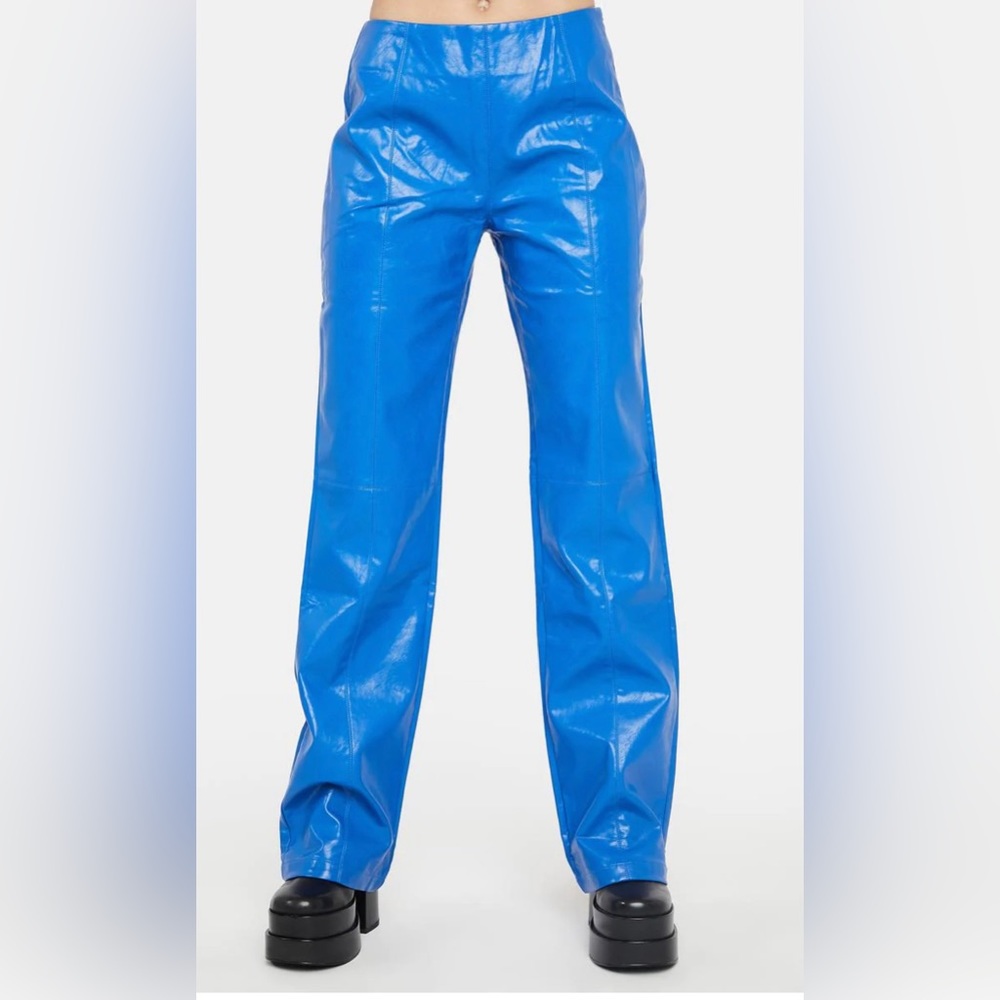 The Kript Vegan Blue Leather Pants
